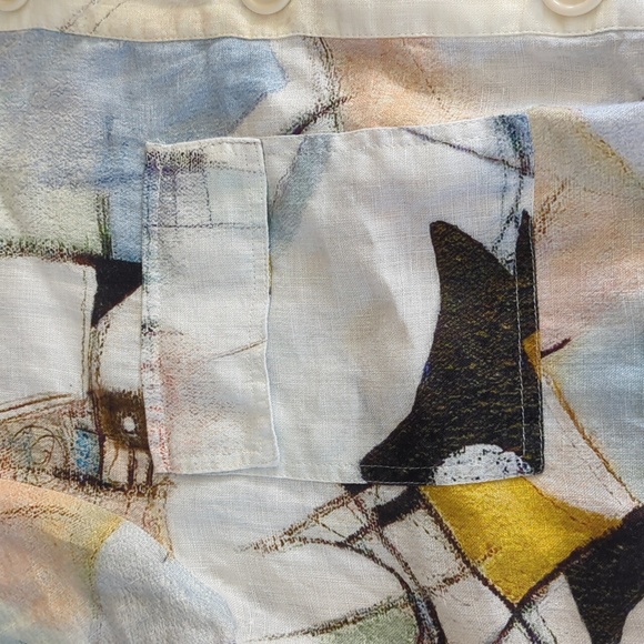 Dolcezza 100% Linen Hooded Abstract Art Jacket - Picture 9 of 11